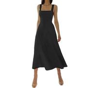 2023 New Women's Summer Sexy Thick Straps Midi Dress, Casual High Waist Slim Fit Sleeveless Dress (Black,XXXL)