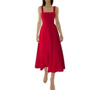 2023 New Women's Summer Sexy Thick Straps Midi Dress, Casual High Waist Slim Fit Sleeveless Dress (Red01,XXXL)