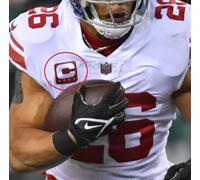 2023 New York Giants Saquon Barkley RB 4- ⭐⭐⭐⭐ -star da Stiro Red Bianco C-Patch