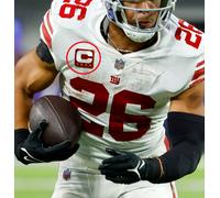 2023 New York Giants Saquon Barkley RB Rosso 4- ⭐⭐⭐⭐ - Bianco C-Patch da Stiro