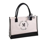 2023 NUOVA Tote Bag Iniziale Borsa Shopper in Tela Borsa Moda Shopping Versatile Spalla Pieghevole Per Le Donne Ragazza Iniziale Tela Tote, M, One Size