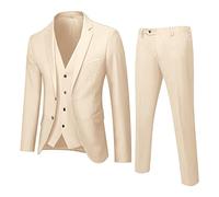 2023 Nuovo - Abito da uomo Slim 3 pezzi Abito da sposa da lavoro Giacca da festa di nozze gilet e pantaloni ragazzo all'aperto, Khaki, XXXL