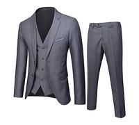 2023 Nuovo - Abito da uomo slim in 3 pezzi giacca gilet e pantaloni per feste di nozze aziendali all'aperto, Grigio, 4XL