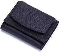 2023 nuovo portafoglio da donna compatto sottile bloccato, mini portafoglio pieghevole anti-frode per carte di credito, borsa in morbida pelle fatta a mano con spazio per carte, nero, Moda