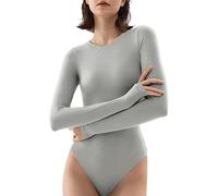 2023-NUOVO - Tuta da donna girocollo a maniche lunghe confortevole contro la pelle top sexy abiti da donna tuta lunga per le donne, Grigio, S