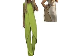 2023 Nuovo Vivianhan Completo da Donna Maturo in Jersey 7 Colori, Abiti da Sera Formali Estivi Eleganti con Spacco Senza Maniche (Large, Verde Chiaro)