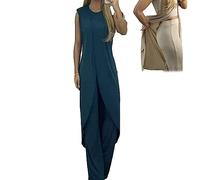 2023 Nuovo Vivianhan Completo da Donna Maturo in Jersey a 7 Colori, Abiti da Sera Formali Estivi Eleganti con Spacco Senza Maniche (XX-Large, Nero)