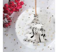 2023 Ornamenti per albero di Natale Note musicali Stampa Stampa Ornamenti natalizi in legno Ornamenti di fetta di legno con corde Artigianato natalizio per decorazioni natalizie Regalo di Natale