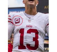 2023 San Francisco 49ers Brock Purdy Qb 1 ⭐ Stella Rosso Captain Bianco C-Patch