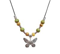 2023 Self-Made National Trend Perline colorate Lucky All-Matched Farfalle Collana Retro Nazionale Collana Farfalle Collane per le donne, Misura unica, come descritto, come descritto