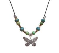 2023 Self-Made National Trend Perline colorate Lucky All-Matched Farfalle Collana Retro Nazionale Collana Farfalle Collane per le donne, Misura unica, come descritto, come descritto