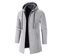 2023 Trench Coat Uomo Autunno e Inverno Medio e Long Casuali Giacche Cappotto Cardigan Lungo con Zip Invernale Felpe con Cappuccio Elegante Slim Fit Giacca Vento Leggera Cappotto Giubbotto Parka