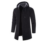 2023 Trench Coat Uomo Autunno e Inverno Medio e Long Casuali Giacche Cappotto Cardigan Lungo con Zip Invernale Felpe con Cappuccio Elegante Slim Fit Giacca Vento Leggera Cappotto Giubbotto Parka