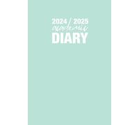 2024 - 2025 Academic Diary: A5 Week to View on 2 Pages Weekly Student Journal Agenda WO2P Teachers Planner Full Year Jan to Dec 25 Horizontal Layout | ... Moon Phases | Simple Mint Green Cover