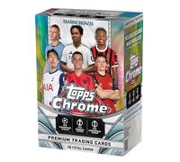 2024-25 Topps Chrome® UEFA Club Competitions - Value Box. 7 confezioni per scatola, 4 carte per confezione.