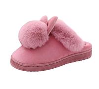 2024 AI - Casa a pelo orecchie invernali pantofole morbide comfort scarpe da interno scarpe da coniglio scarpe da donna pantofole per le donne Pantofole chiuse Pelliccia, rosso, 38/39 EU
