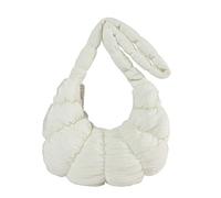 2024 borsa pieghettata moda tinta unita borse a tracolla per donna ragazza grande capacità increspato gnocchi borse, Bianco sporco