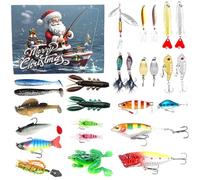 2024 Calendario dell'avvento per l'avanzamento della pesca con conto alla rovescia di 26 giorni, comprende vari esche, vacanze per pescatori, pescatori e appassionati di outdoor (Style1)