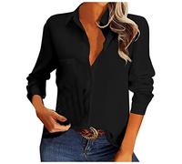 2024 Camicia Donna Elegante Camicia Down in Raso di Seta Maglia a Tinta Unita Girocollo Top Camicetta da Donna Casual Elegante a Maniche Lunghe Ufficio Retrò Leggero Traspirante Confortevole Top