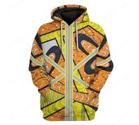 2024 Cappotto Halloween Cosplay Top 3D Digital Cartoon Print Felpa con cappuccio da uomo, giallo., 3XL