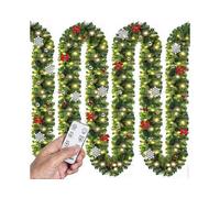 2024 Christmas Garland Illuminated Decoration Remote Control 5m 80 LED Timer Dimmable 7 Light Modes Outdoor Christmas Decoration Christmas Garland Fir