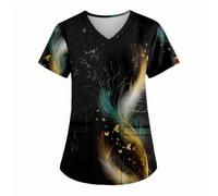 2024 Comfort Cento rilassante scollo a V per il tempo libero a maniche corte Primavera Nuovo abbigliamento da latte stampato da donna-B, 13#, 4XL
