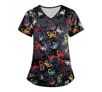 2024 Comfort Cento rilassante scollo a V per il tempo libero a maniche corte Primavera Nuovo abbigliamento da latte stampato da donna-B, 4#, 4XL