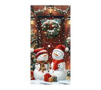 2024 Coperture elastiche per porta d'ingresso, in tessuto elasticizzato, con pupazzo di neve e Babbo Natale, decorazione per interni ed esterni, per feste e feste