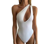 2024 Costume da bagno intero da donna con borsa morbida a triangolo di grandi dimensioni Costumi da bagno bikini You Talk Too Much Sign, bianco, L