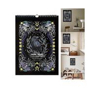 2024 Dark Moon Calendar Funny Crow Animal Track The Moon Phases Wall Hanging Calendar