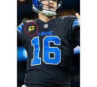 2024 Detroit Lions Jared Goff Capitani Qb 4 ⭐⭐⭐⭐ -star Nero Adesivo Oro C-Patch