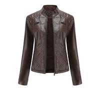 2024 Giacca Casual Da Donna In Ecopelle, Giacca In Pelle Da Donna con Cerniere Giacca In Pelle PU Sottile Cappotto Da Motociclista Autunno E Primavera Moda Moto Cappotto Bici