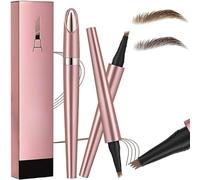 2024 Matita per Sopracciglia 3D Impermeabile, Matita Sopracciglia Waterproof, 4 Penna Sopracciglio Precisa con Punta, Forte Adesione per Creare Sopracciglia Naturali (Marrone chiaro+Marrone scuro)