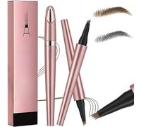 2024 Matita per Sopracciglia 3D Impermeabile, Matita Sopracciglia Waterproof, 4 Penna Sopracciglio Precisa con Punta, Forte Adesione per Creare Sopracciglia Naturali (Marrone chiaro+Grigio)