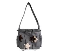 2024 Messenger Bag Canvas Star Bag Scuola Grande Capacità Crossbody Spalla Per Adolescenti Versatile Vintage Multi Funzionale Laptop, grigio, One Size