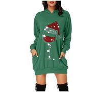 2024 Natale Vestito Invernale Elegante Abito Felpa Natale Donna Con Cappuccio Manica Lunga Maglia Felpe Lunghe Curvy Maglioni Vestito Casual Con Stampa Renna Natalizia Rosso Hoodie Mini Abiti Natale
