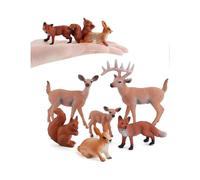 2024 New Animal Figures 6 Pcs Plastic Forest Animals Figures Deer Figures Ornaments Birthday Gift Cake Toppers Christmas for Kids