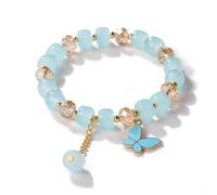 2024 New Imitation Jade Butterfly Glass Bracelet Children's Bead Bracelet Bracciali 2016 (Blue, A)