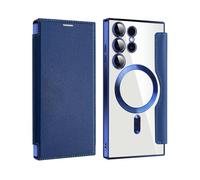 2024 New Leather Textured Flip Phone Case for Samsung S24 S23 S22 Ultra Plus, Magnetic Wireless Charging Covers with Credit Card Holder (dark blue,S23Ultra)