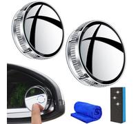 2024 New Sufficienta Suction Cup Car Convex Blind Spot Mirror, Blind Spot Mirrors, 360° Wide Angle Side Rear View Mirror, 2" Round HD Glass Convex Rear View Mirror for Car SUV and Truck (Silver)