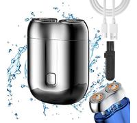 2024 New Upgrade Pocket Shaver USB Mini Shavers for Men, Portable Electric Shavers, Rechargeable Waterproof Compact Electric Shaver, Wet and Dry Mens Razor for Home, Car, Travel (Silver)