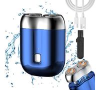 2024 New Upgrade Pocket Shaver USB Mini Shavers for Men, Portable Electric Shavers, Rechargeable Waterproof Compact Electric Shaver, Wet and Dry Mens Razor for Home, Car, Travel (Blue)