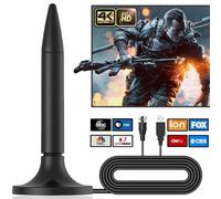 2024 Nuova Amplificatore 130KM Antenna TV Interna Potente Per 1080P 4K - Portatile Con Segnale Amplificatore, Base Magnetica, Cavo Coassiale - Compatibile Con Tutti i Vecchi e Smart TV - Black