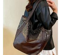 2024 Nuova borsa a tracolla in morbida pelle, design Joker, borsa a spalla semplice, decorazione con borchie, grande capacità, borsa da donna, comoda per lo shopping, il lavoro e le uscite casual, fin