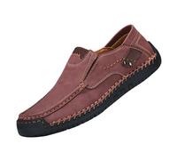 2024 Nuovi Uomini Casual Scarpe Versione Coreana del Traspirante di Grandi Dimensioni Fatti a Mano Scarpe in Pelle di Soia Casual Dress Shoe per Uomo Largo, Marrone, 44 EU