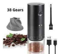 2024 nuovo macinacaffè elettrico portatile 38 marce regolazione filtro ceramico lunga durata della batteria smerigliatrice per fagioli con avvio a un pulsante Black 1500mAh