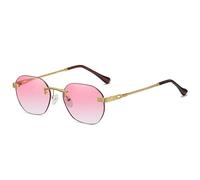2024 Occhiali da sole senza cornice per uomini e donne Occhiali da sole classici retrò in metallo, Oro rosa, 145*141*43mm