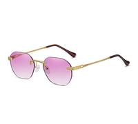 2024 Occhiali da sole senza cornice per uomini e donne Occhiali da sole classici retrò in metallo, Oro viola, 145*141*43mm