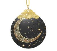 2024 Ornamenti natalizi rotondi in vetro colorato ornamento da appendere con corda dorata modello luna crescente ciondolo di Natale decorazioni per albero di Natale per feste in famiglia vacanze