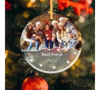 2024 Palla di Natale Personalizzata,Palla di Natale con Foto,Decorazioni in Ceramica per il Natale,Addobbi Albero di Natale Regali di Natale per Famiglia, Amici e Parenti(Tondo, Ceramica)